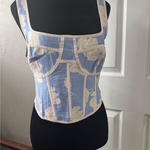 Le Lis Blue and Cream Floral Tank Top